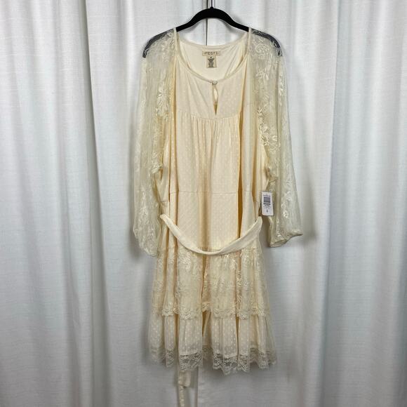 Torrid Festi Cream Lace Clip Dot Mini Dress Sz.4 NWT - Picture 6 of 16